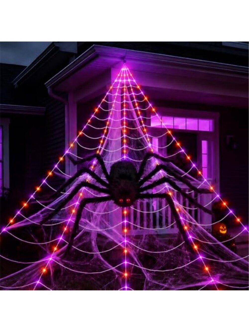 Halloween Decorations Spider Web Lights, 255 LED 16.4Ft Light Up Spider Web